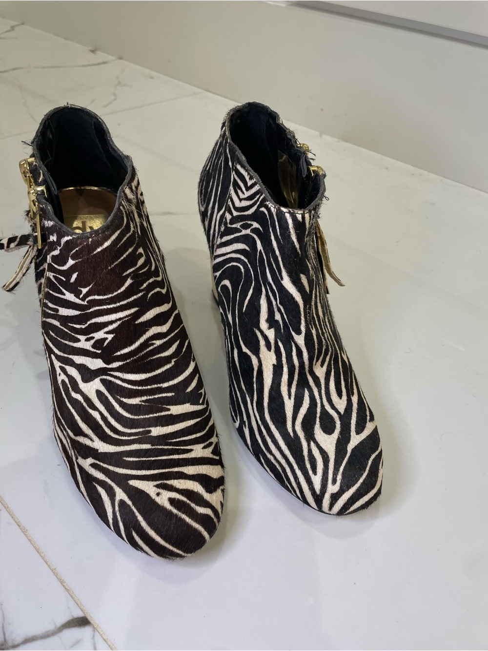 Dolce Vita Zebra-Print Ankle Booties - Black & White